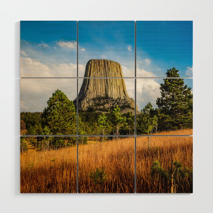 Close Encounter - Devils Tower on Autumn Day in the Black Hills of Wyoming Wood Wall Art