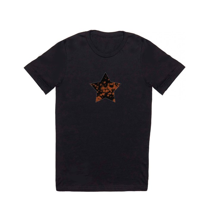 Distressed Bleached Rust on Black Fabric T Shirt