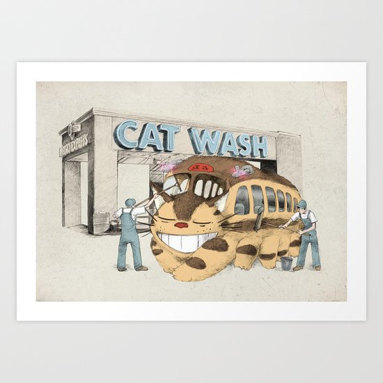 Cat Wash Art Print