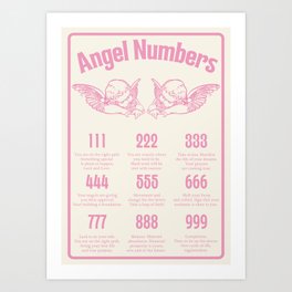 Angel Numbers Pink Y2k Art Print