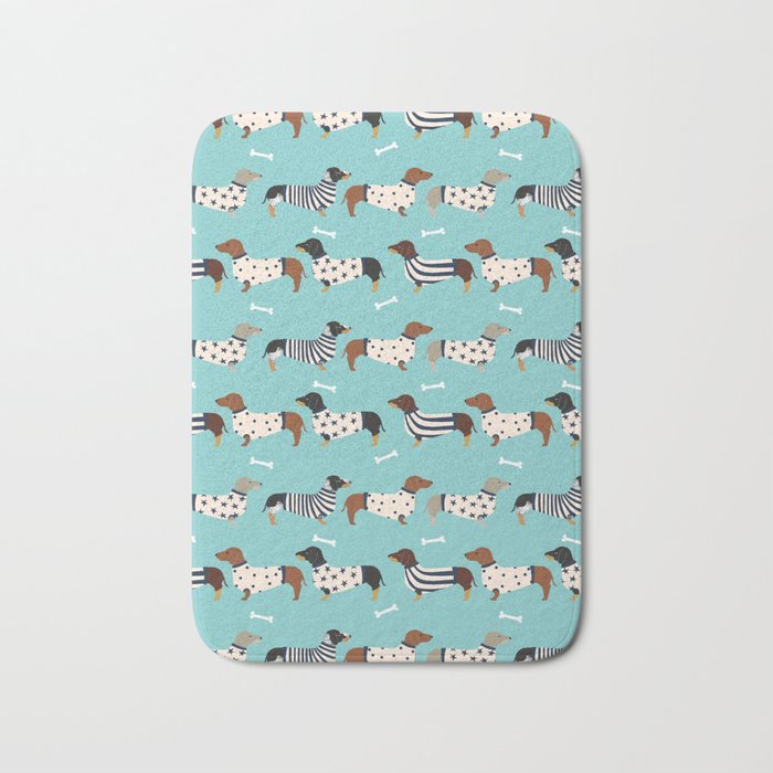 Dachshund sweaters cute gifts for dog lover pet friendly dog breed dachsie doxie dogs Bath Mat