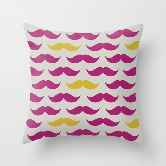 Mustache pattern Throw Pillow