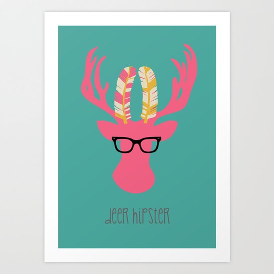Deer Hipster Art Print