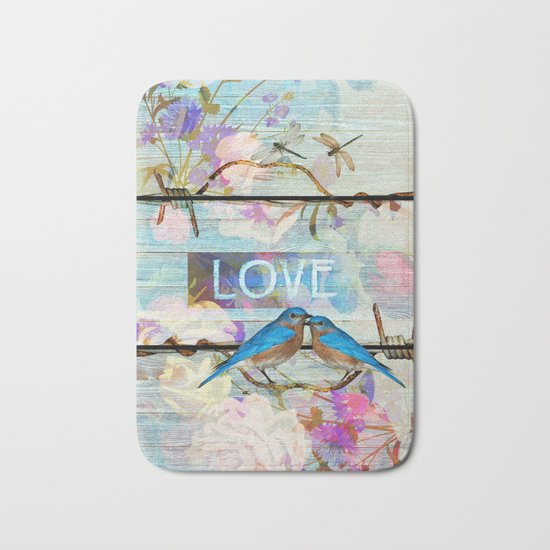 Love Birds on wood Bath Mat