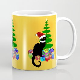 Christmas Le Chat Noir With Santa Hat Coffee Mug