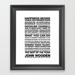 John Wooden Motivational Quotes Framed Art Print