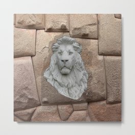 Lion Stone Metal Print