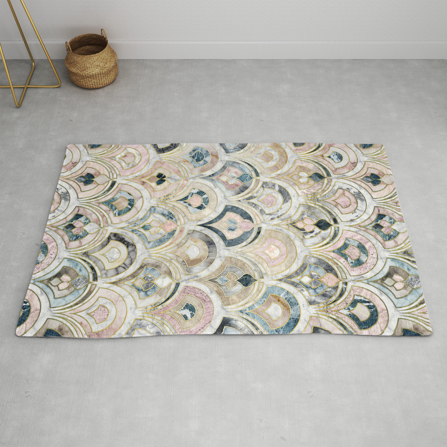 Art Deco Marble Tiles In Soft Pastels Rug By Micklyn Society6 Art Deco Marble Tiles In Soft Pastels