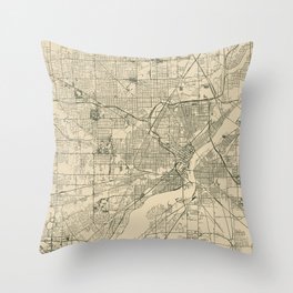 Toledo USA - Vintage City Map Throw Pillow