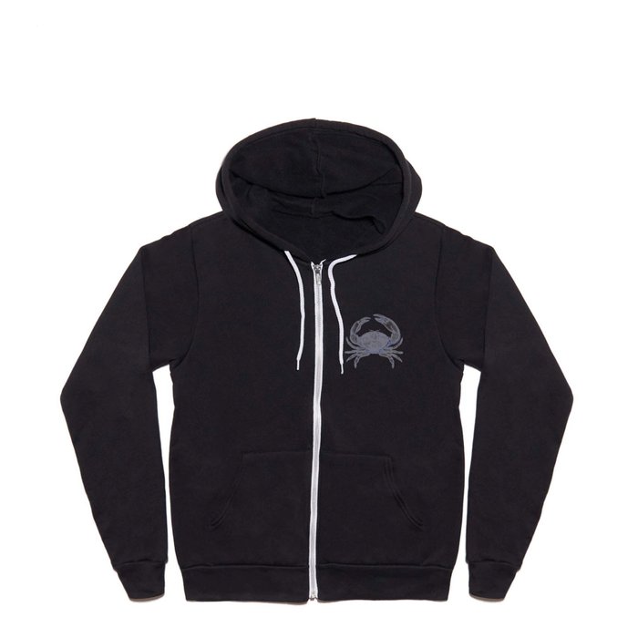 Stone Crab Navy Blue by Zouzounio Art Full Zip Hoodie