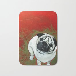 He Said I Did What!?! Bath Mat | Realism, Dog, Painting, Adorable, Reused, Wastenotwantnot, Acrylic, Pug, Pet, Cute 