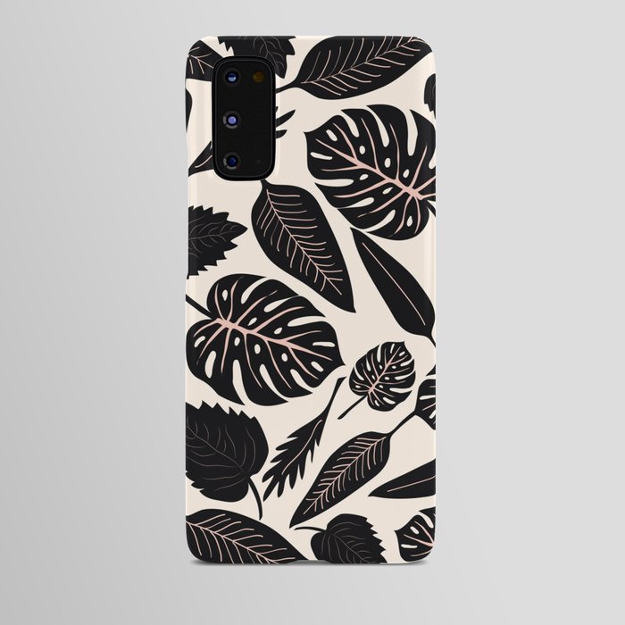 Monstera leaves Black and beige Android Case | Drawing, Digital, Pattern, Pastel, Ink-pen, Black-and-white, Botanical, Botanic, Palms, Monstera