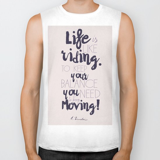 A. Einstein quote on life for motivation inspiration and strenght, typography, illustration, decor Biker Tank