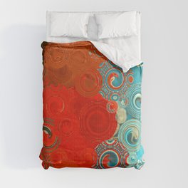 Turquoise and Red Swirls - cheerful, bright art and home decor Comforter