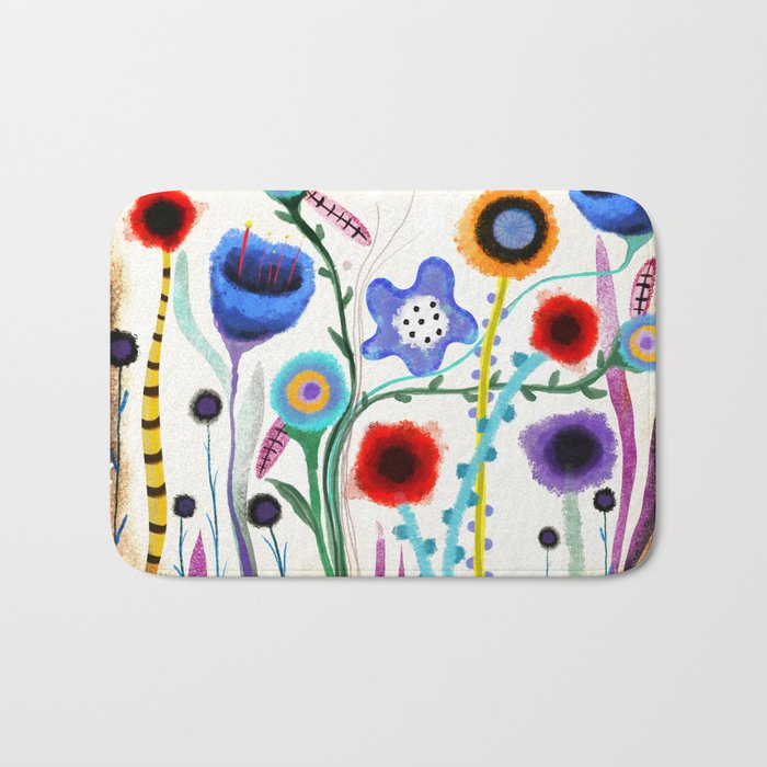 Grungy retro floral burned dusted still life Bath Mat
