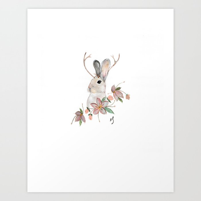 Watercolour Jackalope Art Print By Kimberleyslezak Society6