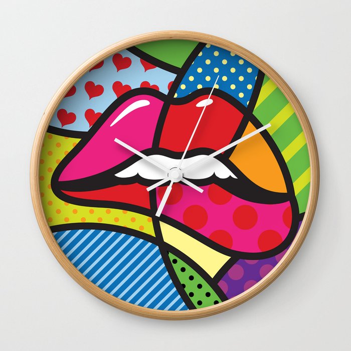 Sensual Lips: Modern Pop Art Fusion of Sexy, Kiss, and Love Wall Clock