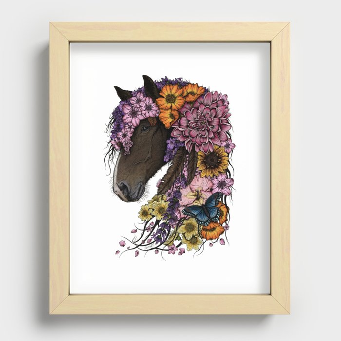 Floral Horse - Colour Recessed Framed Print