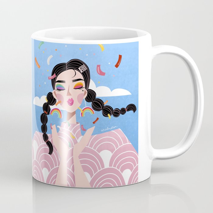 Rainbow Sprinkle Confetti Lady Coffee Mug