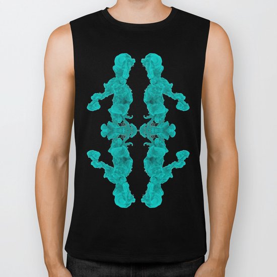 Cyan Ink Drop In Water Biker Tank
