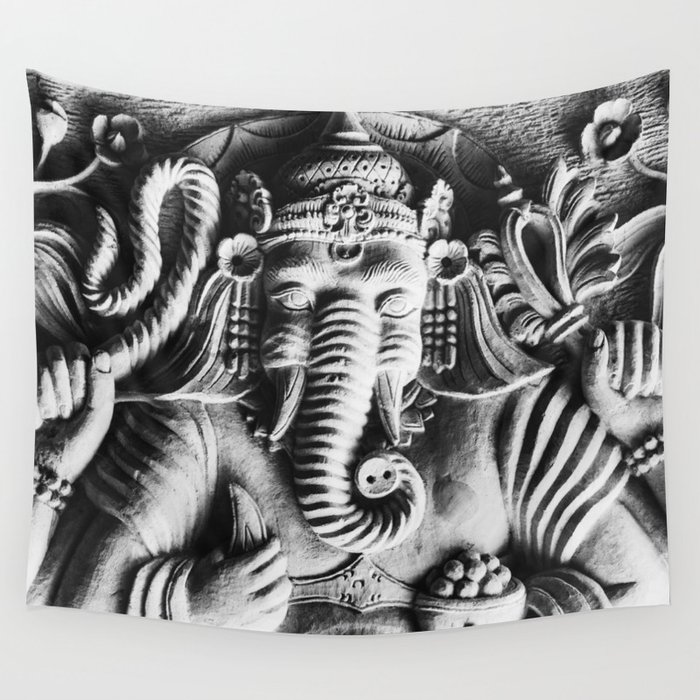 Indian Hindu Ganesh Relief Wall Tapestry