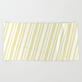 [ Thumbnail: Pale Goldenrod and White Colored Lines Pattern Beach Towel ]