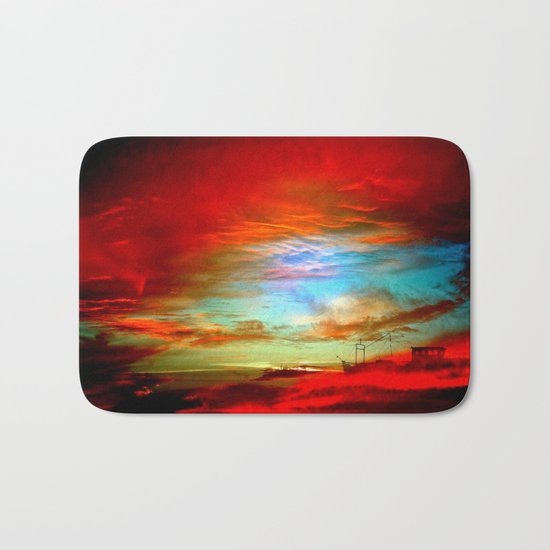 Seascape With Boat By Annie Zeno Bath Mat