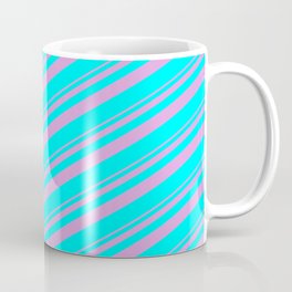 [ Thumbnail: Plum & Aqua Colored Stripes/Lines Pattern Coffee Mug ]