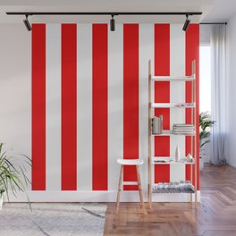 Red White Stripe Line Vertical Bold Stripes Lines Wall Mural