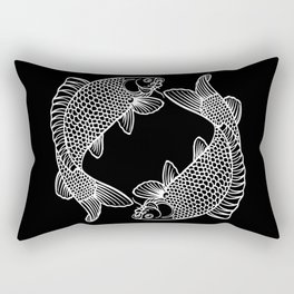 Black And White Koi Minimalist Line Drawing Rectangular Pillow