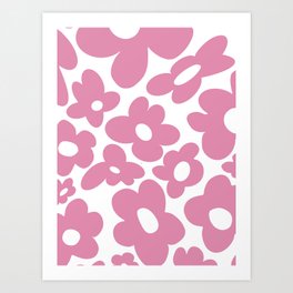 retro flowers / pink Art Print