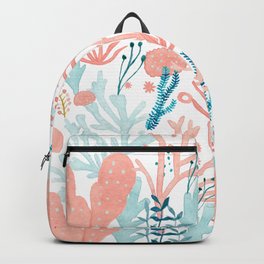 Coral Reef Backpack | Painting, Kidsillustration, Pastelcolors, Handmade, Pattern, Coralreef, Babyblue, Pink, Illustration, Homedecor 