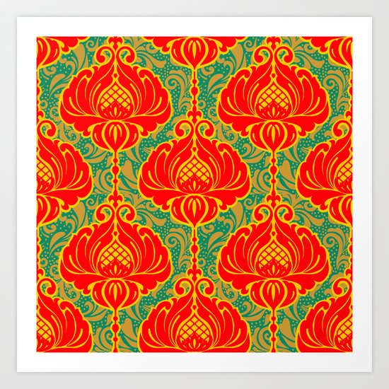 Bright vintage floral pattern Art Print