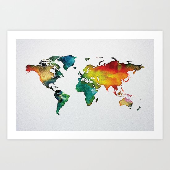Multicolor World Map 04 Art Print