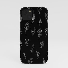 wildflowers Pattern Summer Wildflowers Black Design  iPhone Case