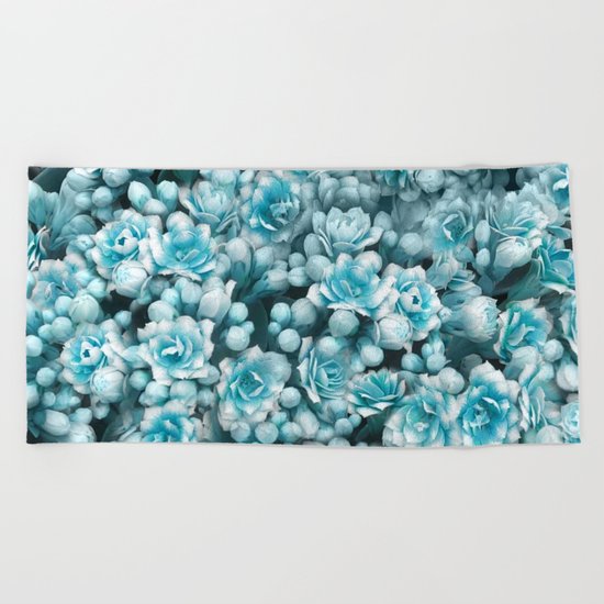 Blue flowers Beach Towel