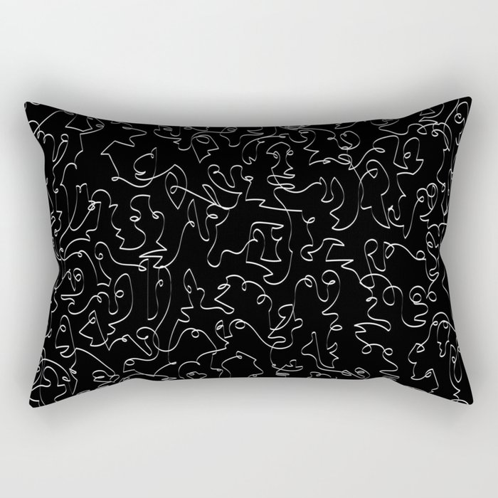 Infinite Faces in Black and White Rectangular Pillow