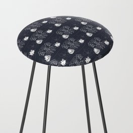 Navy Blue Houses Pattern Counter Stool