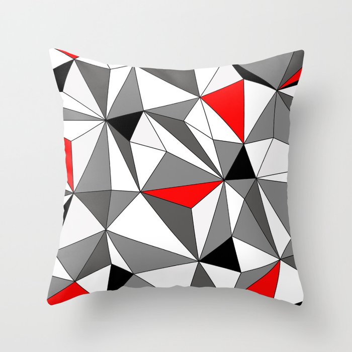Geo Red Gray Black And White Throw Pillow By Kerenshiker