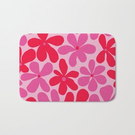 Large Bright Pink and Red Aesthetic Flowers  Bath Mat | Floral, Hippie, Mid Century, Rose, Petals, Contemporary, Vintage, Eye Catching, Cute, Indie 