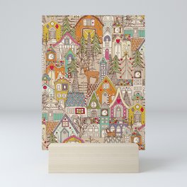 vintage gingerbread town Mini Art Print