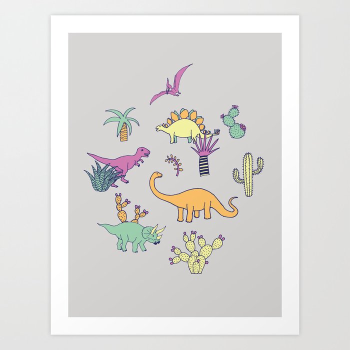 Dinosaur Desert Art Print