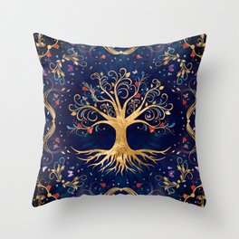 Colorful Tree of Life - Yggdrasil  Throw Pillow
