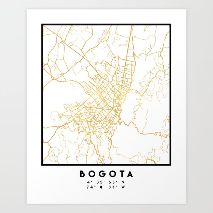 Bogota Colombia City Street Map Art Art Print By Deificusart Society6