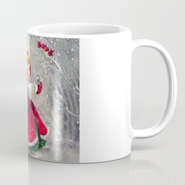 Vintage Christmas Girl Winter Forest Coffee Mug