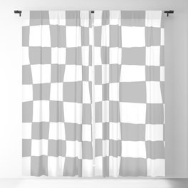 Hand Drawn Checkerboard Pattern (gray/white) Blackout Curtain