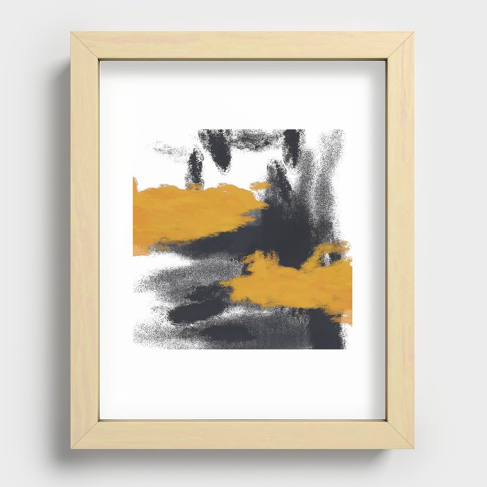 Odessa 2 - Minimal Abstract Painting in Yellow, Black and White Recessed Framed Print