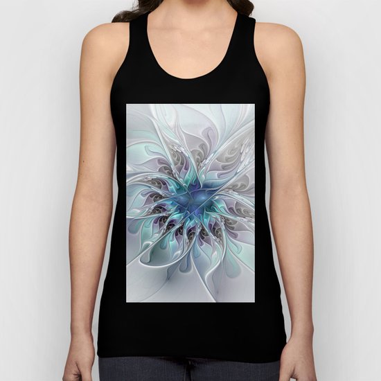 Flourish Abstract, Fantasy Flower Fractal Art Unisex Tank Top