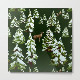 Forest at Christmas Metal Print | Botanical, Newengland, Watercolor, Pinetree, Pine, Trees, Ct, Needles, White, Jenrubindesigns 