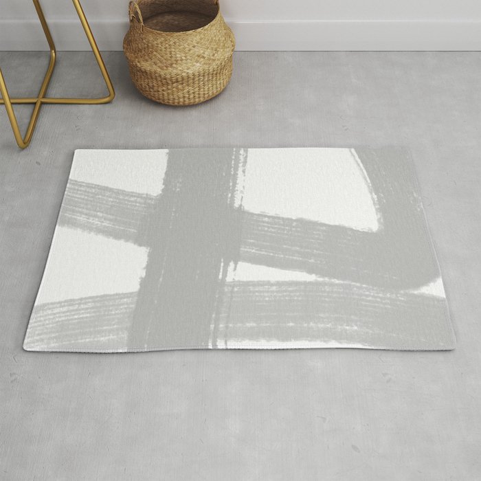 Abstract Minimalist Painted Brushstrokes 1 in Light Gray Rug
